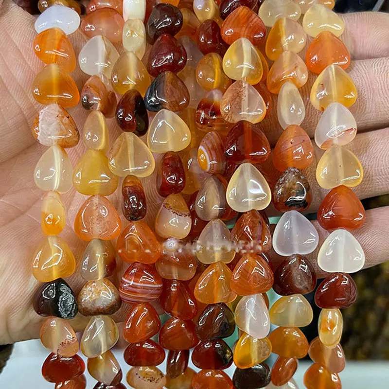 Natural 10mm Heart Loose Spacer Beads For Jewelry Making 15