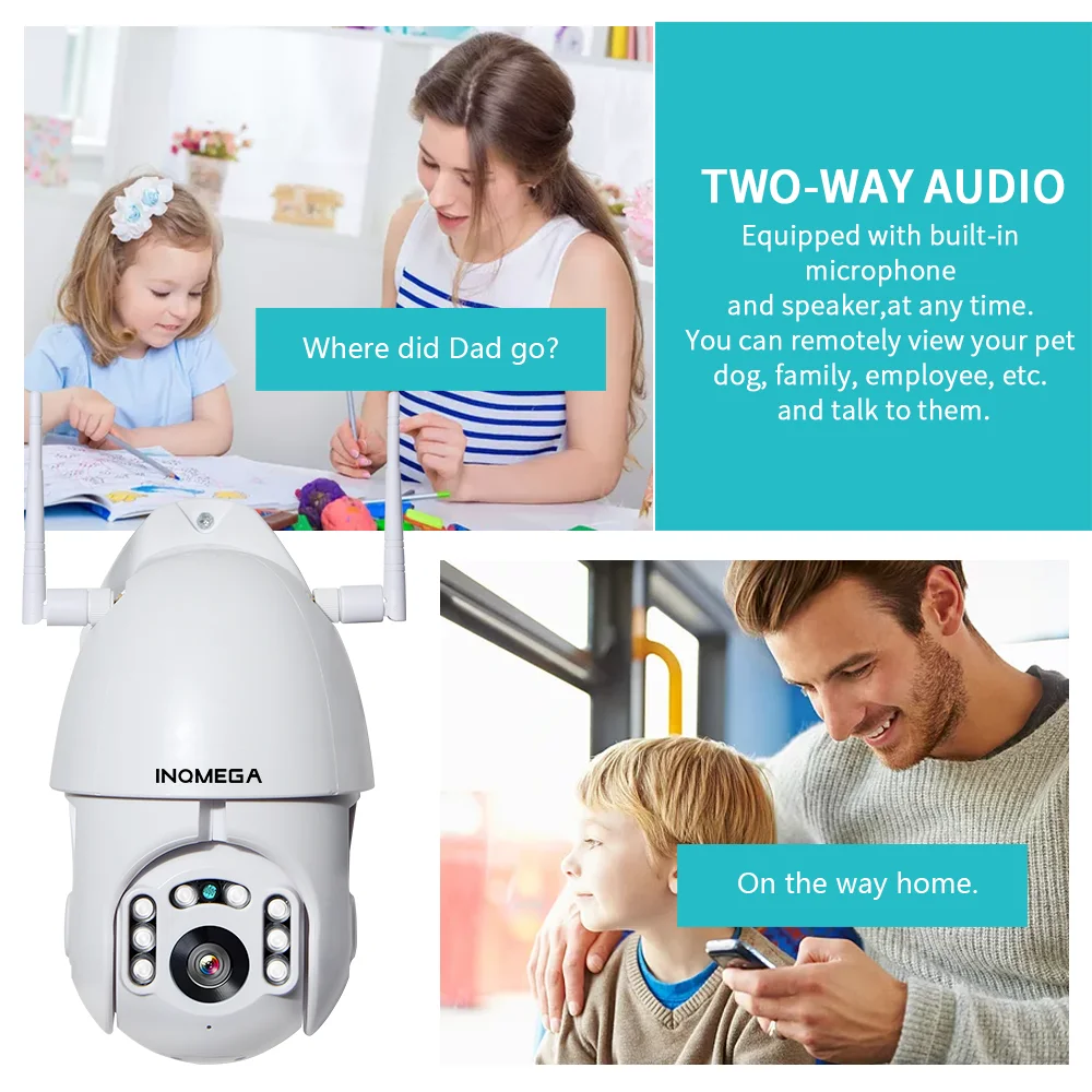 Segurança em Casa Onvif ao ar Livre com Goole Inqmega Tuya Rastreamento Automático Wifi Câmera ip Ptz Velocidade Dome Cctv ir Casa ou Alexa 1080 p 7 Inqmega 1080 p tuya rastreamento automático wifi