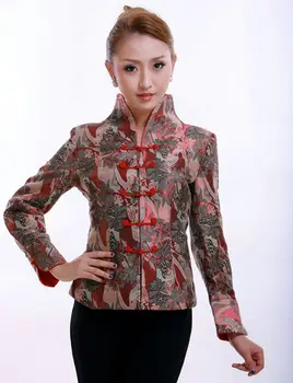 

Plus Size 4XL Tang suit improved Chinese national Stand collar Mid-long Women jacket retro jacket everyday wear Mother's coat