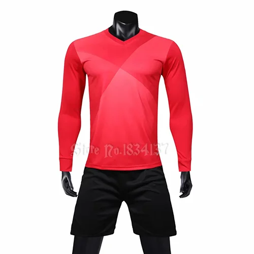 С длинным рукавом Survete Для мужчин t Футбол комплекты Колледж футбольные майки Для мужчин Пользовательские Футбол униформа для взрослых, футбольные ворота, Maillot De Foot, пустой - Цвет: Red