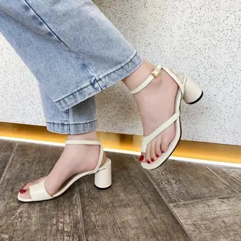 

Women Shoes Peep Toe High-Heeled Sandals Summer Party Shoes Office Lady PU Ankle Buckle Sandals Pumps