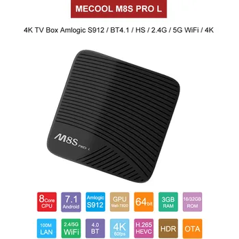 

MECOOL M8S PRO L TV BOX Android 7.1 Amlogic S912 3GB 16GB 32G Bluetooth Set-Top Box Voice Control 3D 4K HD Smart Media Player