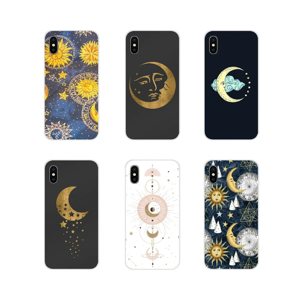 Accessories Phone Shell Covers For Motorola Moto X4 E4 E5 G5 G5S G6 Z Z2 Z3 G G2 G3 C Play Plus Gold moon and Sun Aesthetic | Мобильные