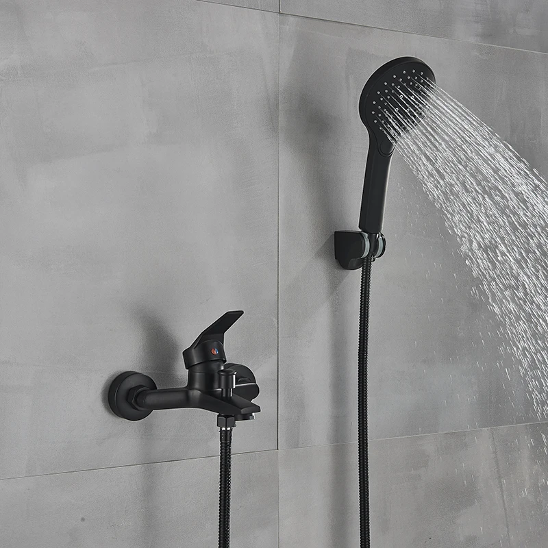 Matte Black Bathroom Faucet 2 Function Bathtub Facuet  Wall Mounting Cold and Hot Shower Faucet 5