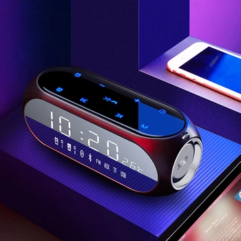 

Wireless Bluetooth Speaker Small Portable Home LED Screen Alarm Clock FM Radio Loudspeaker Smart Bass Subwoofer Soundbox