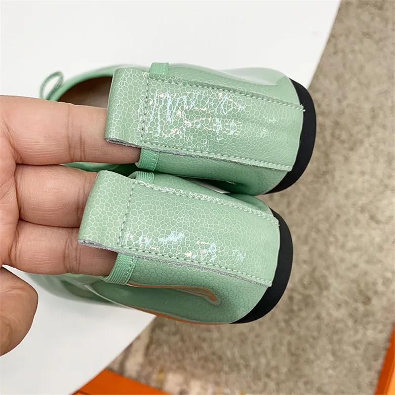 Fashion Bowtie Round Toe Women Ballet Flats Shoes Genuine Leather Women Shoes Loafers Soft Comfortable Flats Lady Shoes Big Size (18)