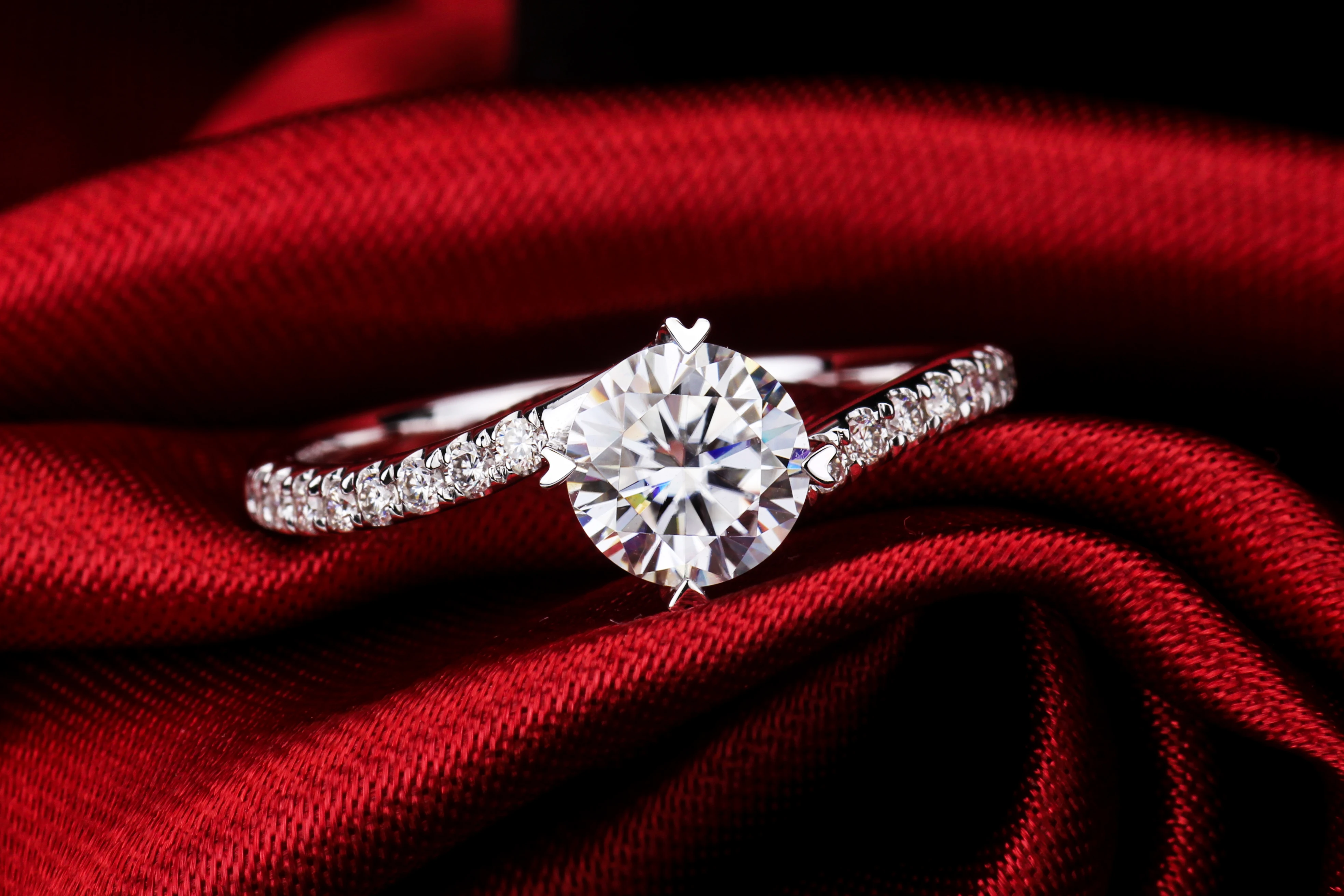 Starsgem Pretty 18k Moissanite 1ct романтическое кольцо тест-позитив 8 сердец и 8 стрел блестящее кольцо D цвета для женщин