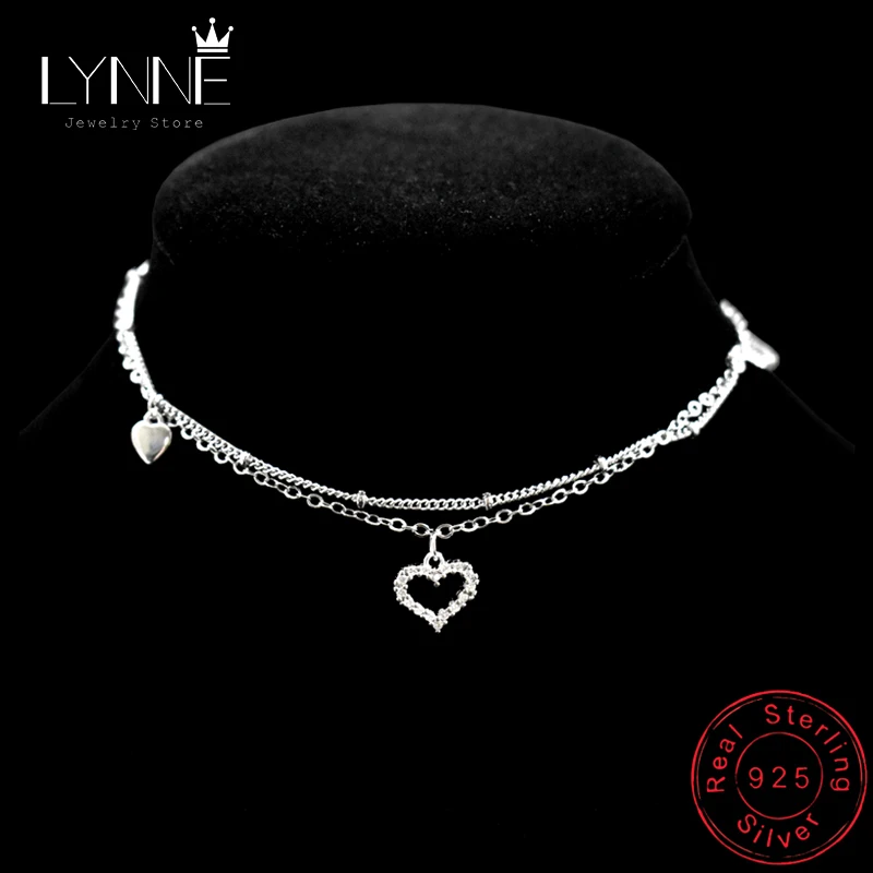 New Fashion 925 Sterling Silver Heart Rhinestone CZ Pendant Double Layer Anklets Women Jewelry Summer Zircon Foot Chain Bracelet New Fashion 925 Sterling Silver Heart Rhinestone CZ Pendant Double Layer Anklets Women Jewelry Summer Zircon Foot Chain Bracelet