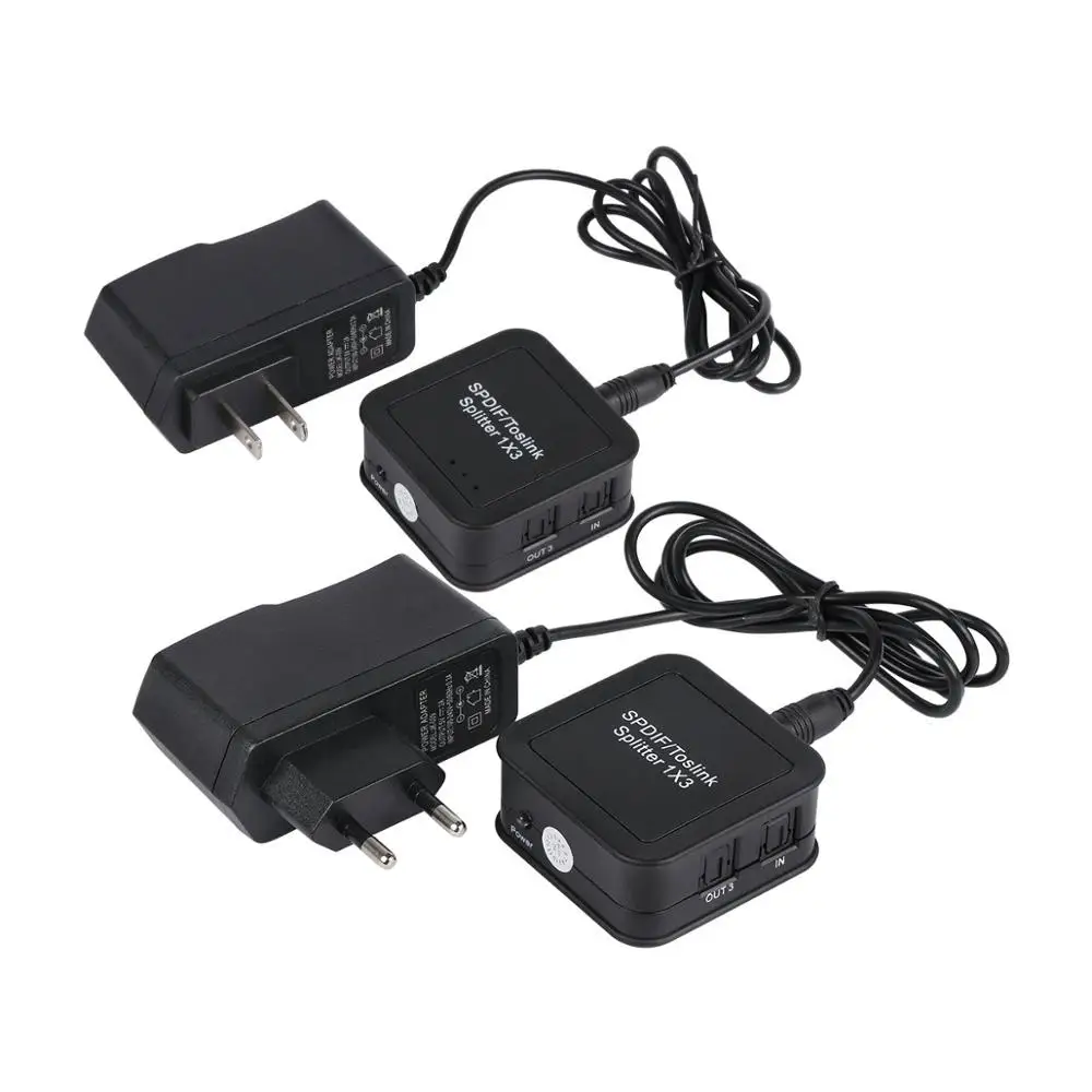

EU/US TOSLINK SPDIF 1x3 Digital Fiber Optic Splitter 1 Input 3 Audio Output