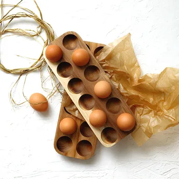 

Wooden Egg Storage Box Shatterproof Protection Log Eggs Tray Kitchen Organizer Accessories Utensils Tools Container Home Decor
