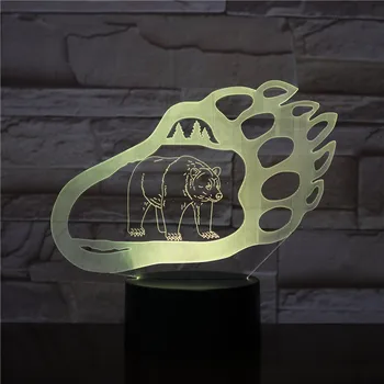 

Bear Design Paw Shape LED 3D Night Light with 16 Colors Remote Change Kids Sleeping Night Atmosphere3D-2248 Dropshipping