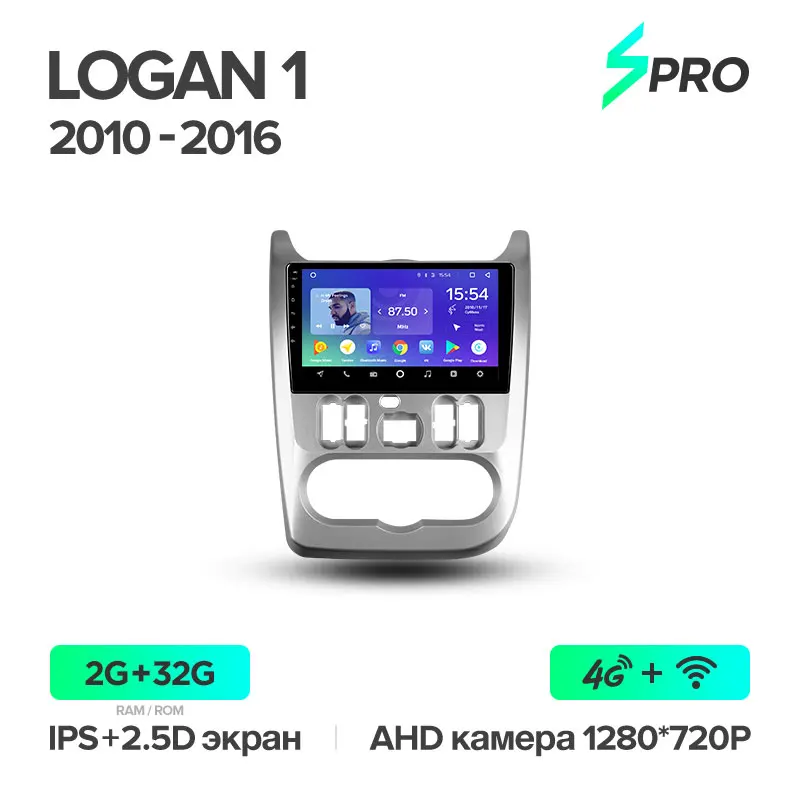 TEYES SPRO для Renault Logan I Sandero Lada Lergus Dacia автомобильный Радио Мультимедиа Видео плеер навигация gps Android 8,1 2 din DVD - Цвет: Logan 1 32G