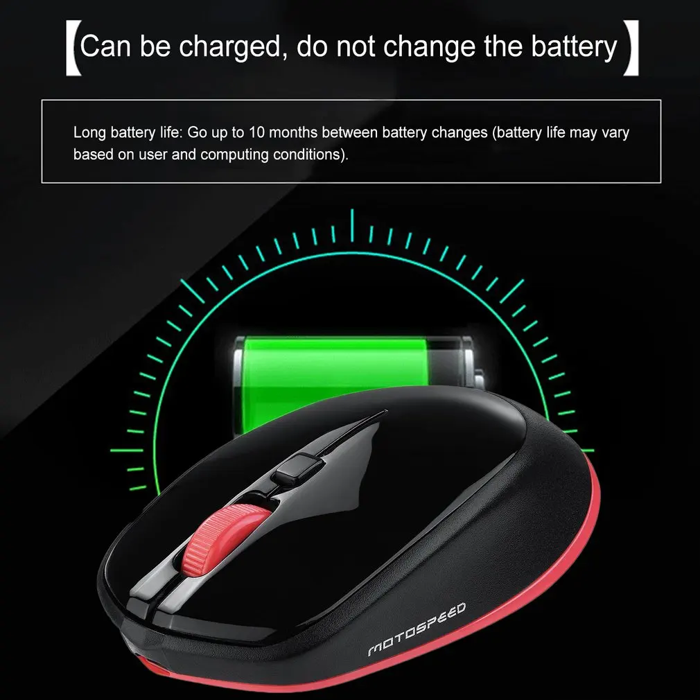 MOTOSPEED Bluetooth 3,0 Беспроводная оптическая мышь красный светильник 2400 dpi для компьютера ноутбука для Windows Android 10 м рабочее расстояние
