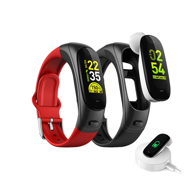 

Bluetooth Smart Band With Headset Heart Rate Blood Pressure Monitor Fitness Tracker 2 In 1 Call Phone Music Sport Wrist IY418