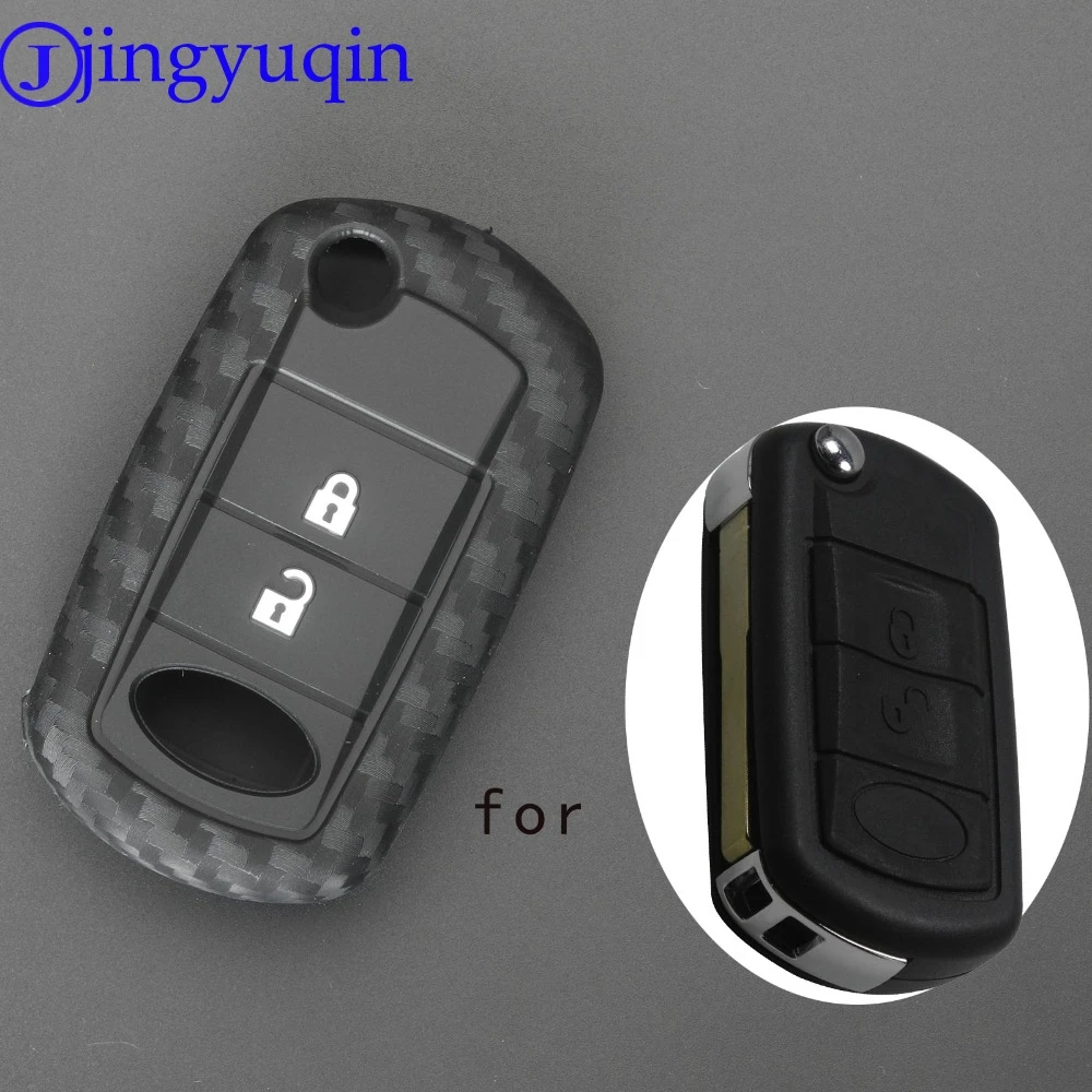 jingyuqin For LAND ROVER Range Rover Sport LR3 Discovery Remote Car Key Case Carbon Fiber Silicone 3 Buttons | Автомобили и