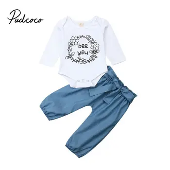 

Brand Baby Girls Boys clothes Toddler Long Sleeve Bee You Letter Bodysuit Tops Harem Pants kids Cotton Lovely Children Outfits