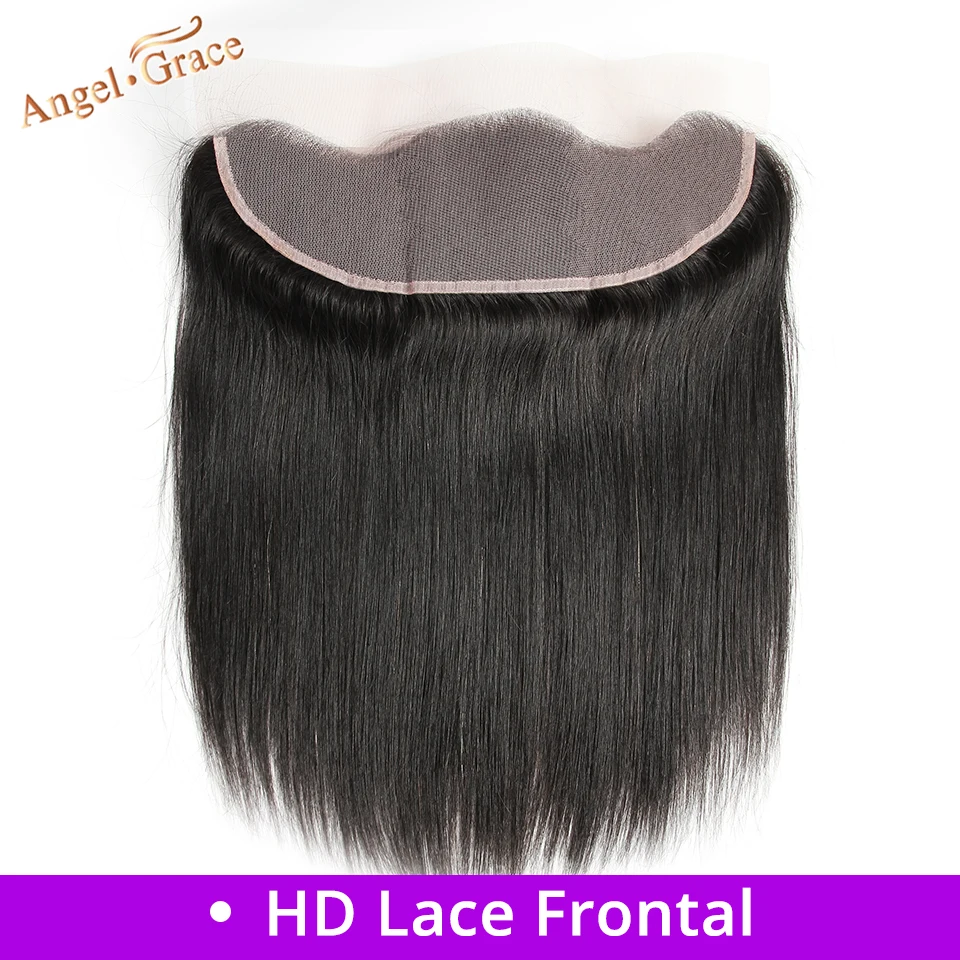 ANGEL GRACE волосы бразильские прямые волосы бесплатно/средняя часть HD Кружева Фронтальная 13x4 уха до уха Кружева Фронтальная Remy человеческие волосы закрытие