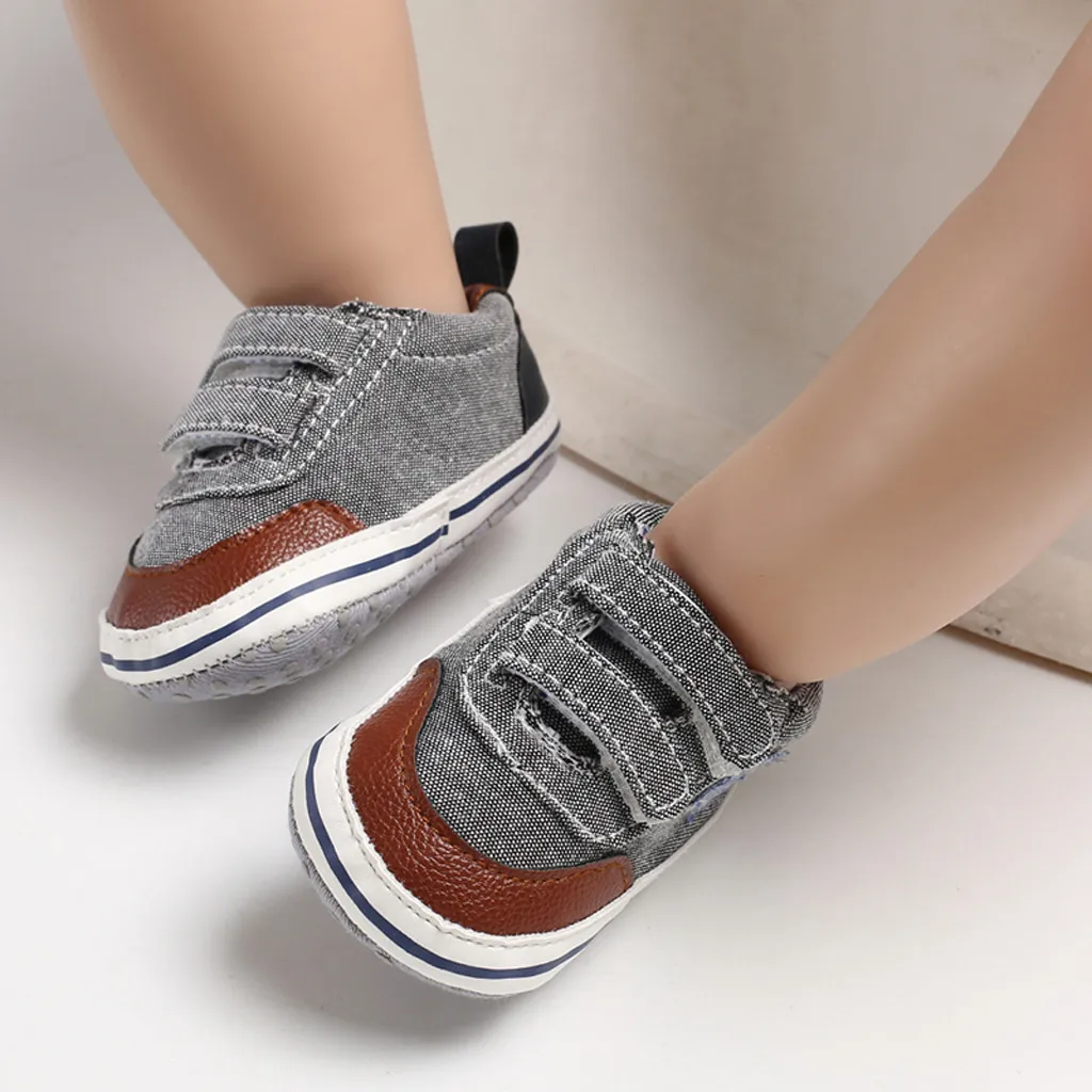 1 пара, детская обувь для малышей младенцев, для маленьких мальчиков, мягкая удобная подошва, парусиновая обувь со звездами, удобная парусиновая обувь - Цвет: Серый