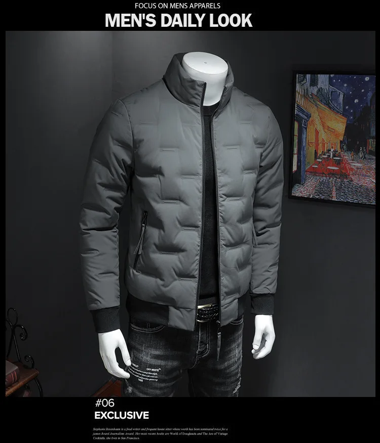 Fanwo Fw2185 Winter New Style Trend Men Solid Color Large Size Stand Collar Warm down Jacket Coat