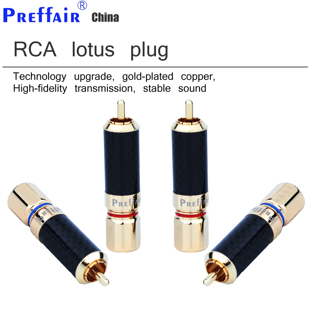 4 шт. позолоченный адаптер RCA HIFI из углеродного волокна Preffair R1701 | Электроника