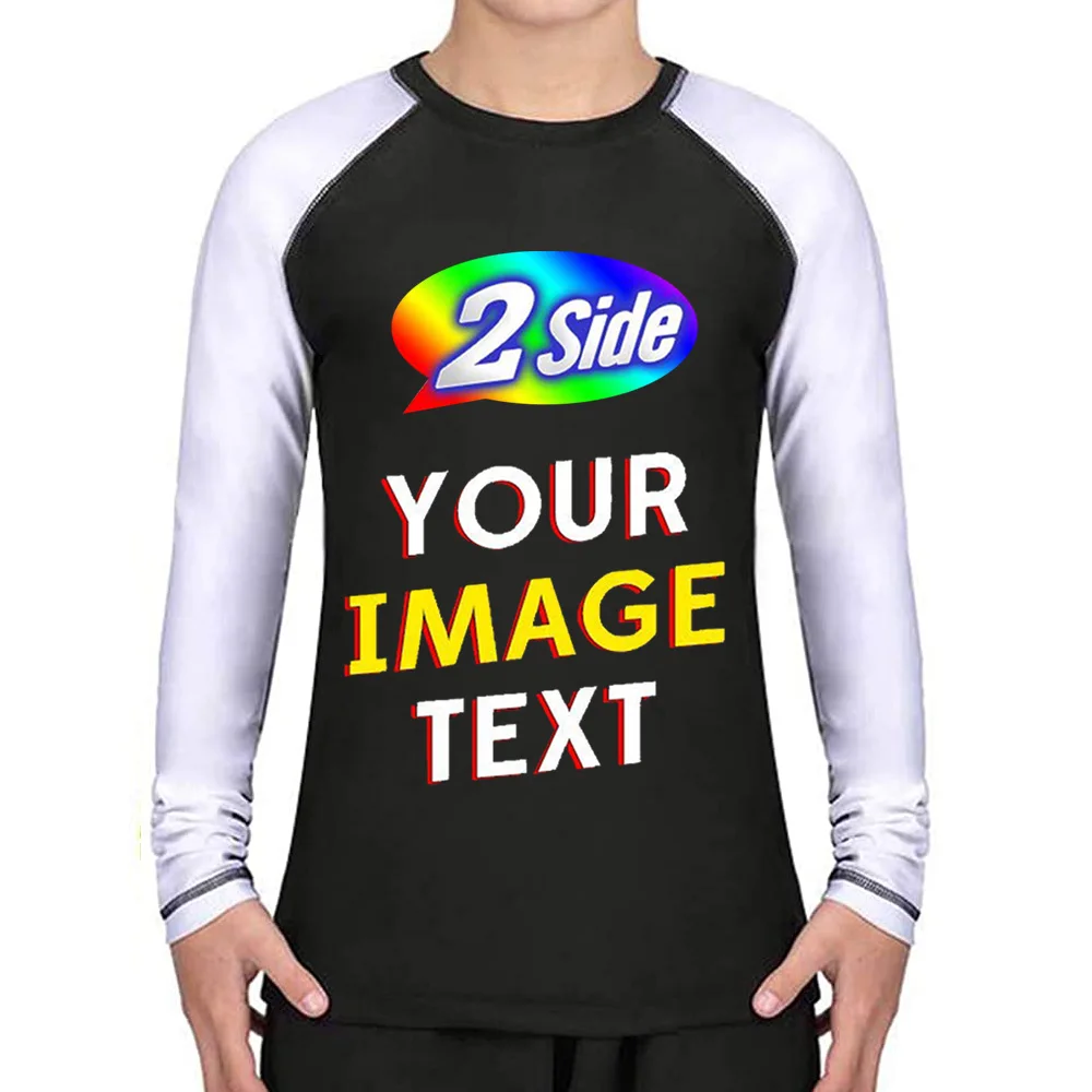Make Your OWN Jersey Training T Shirts- Kids BJJ Rash Guard Compression Shirt-Long Sleeve