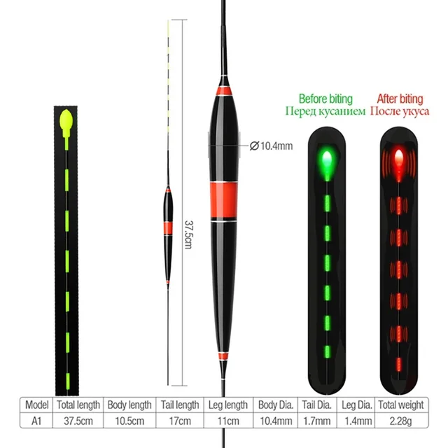 Smart Fishing Float Bite Alarm Fish Bait LED Light Color Change Automatic Night Electronic Changing Buoy With CR425 Battery SA
