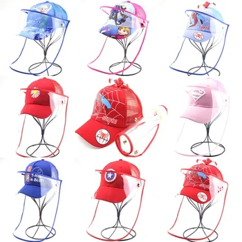 

Summer Kids Hat Mask For Anti Virus Face Shield Anti Spitting Protective Facial Transparent Boys Girls Sun Visor Hat 2-12 old