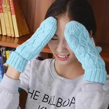 

Hot Sale Pair Of Gloves Hanging Neck Knitted Winter Women Fingerless Women's Keep Warm Girls Handschoenen Plush Guantes