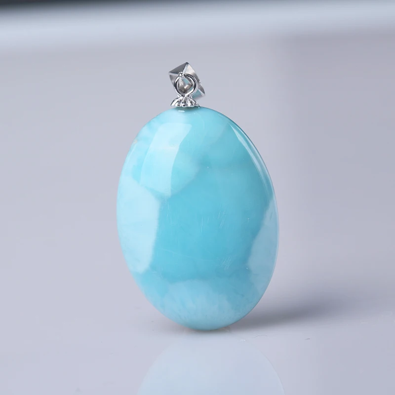 Подвеска из натурального камня Larimar инкрустированная серебром 925 пробы модное