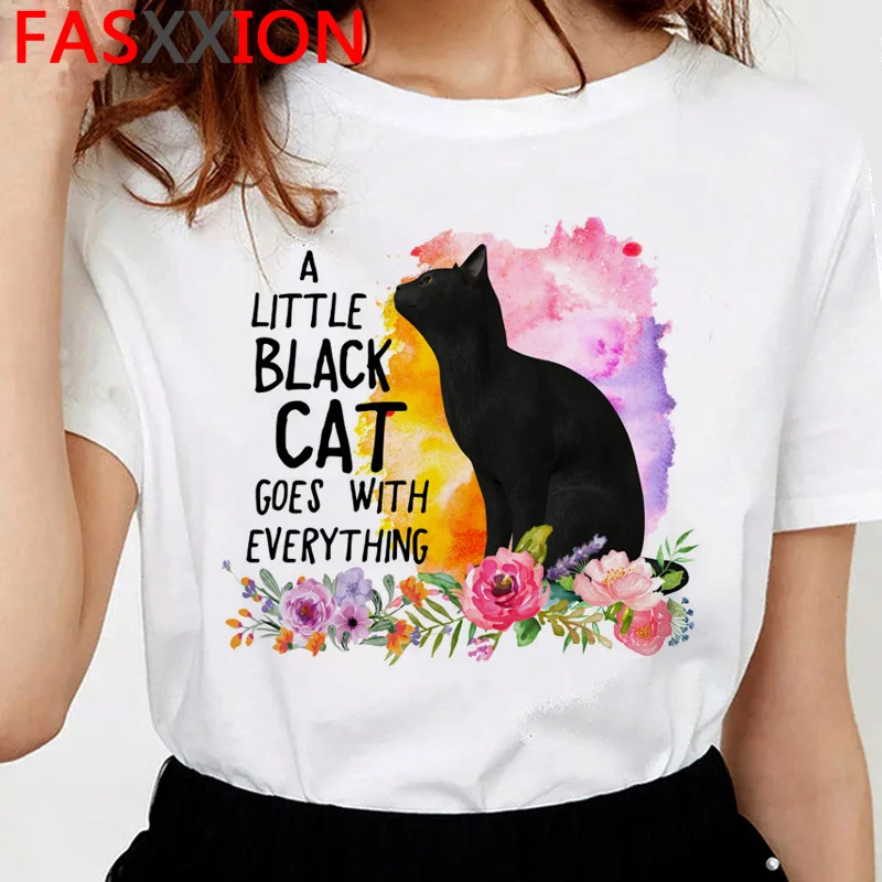 Женская футболка с котом, новинка, забавная футболка kawaii ulzzang, корейский стиль, Женский Готический Графический Повседневный Топ, футболка, эстетическая футболка для женщин - Цвет: 1589