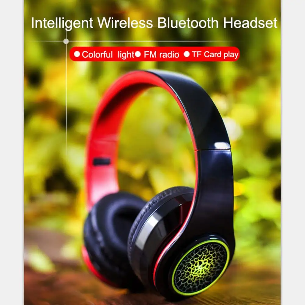 Светодиодный умный беспроводной Bluetooth наушники музыка игровая гарнитура FM приём