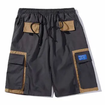

High quality Summer Harajuku Cargo Shorts Hip Hop splice Shorts Streetwear Men Short Jogger Sweatpant Casual Male Clothing Short