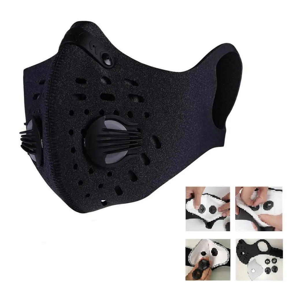 

Cycling Face Mask Anti-Pollution Filter PM 2.5 Activated Carbon Breathing Valve Mask With Filter