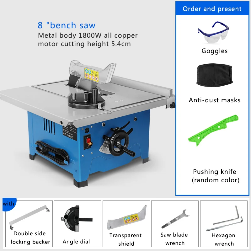 US $78.78 8Inch Household Miniature Woodworking Table Saw Electric MultiFunction Precision DustProof Decoration Cutting Machine