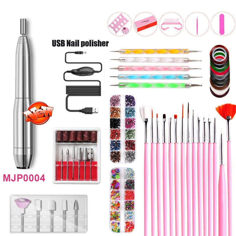 Juego de pulidor de uñas eléctrico, para manicura y pedicura, lijadora, exfoliante, herramientas de pulido