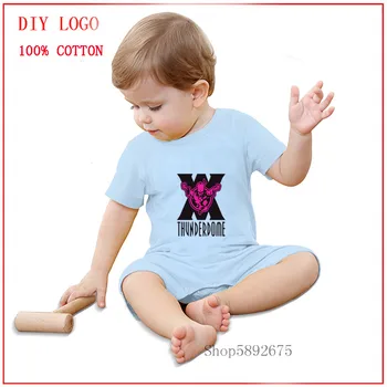 

Summer New Arrival Newborn Infant Baby Boy Girl Natural Cotton Romper Jumpsuit Thunderdome X Purple Logo Print Playsuit Clothes