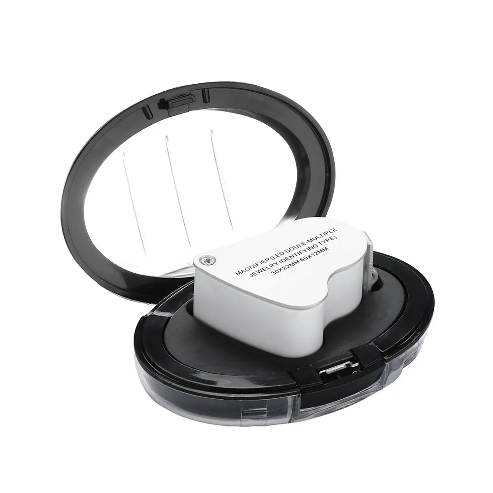 New 60X Glass Magnifying Magnifier Jeweler Eye Jewelry Loupe Loop With LED Light 