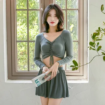 

Swimwear For Women Separate Bathing Suits Girls Swimming Suit Swim Two Pieces New 2020 Sexy Skirt Solid Cotton Tankini