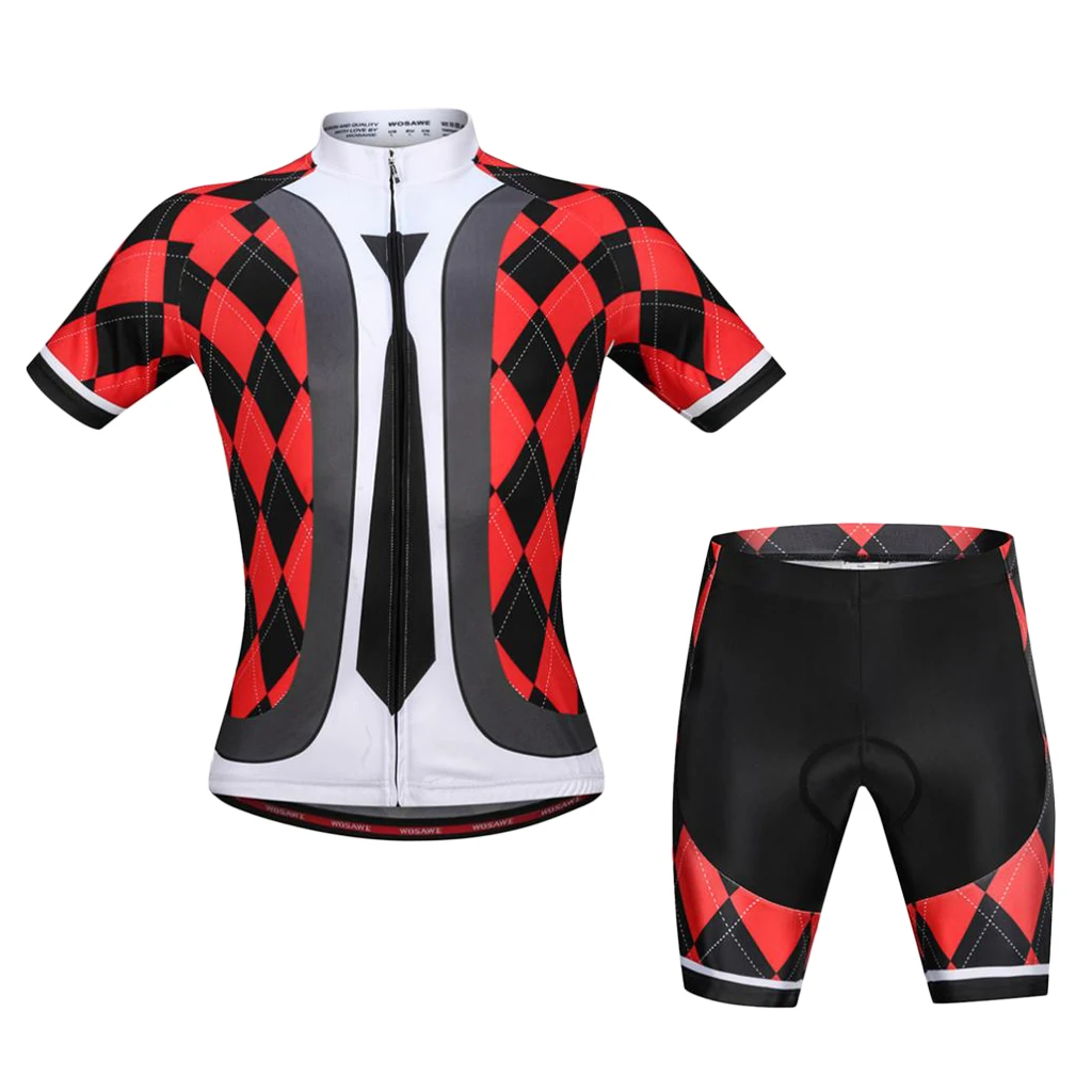 

Men's Cycling Jersey Short Sleeve Set Racing Running Riding Bike Shirt Tights Set Top Uniforms