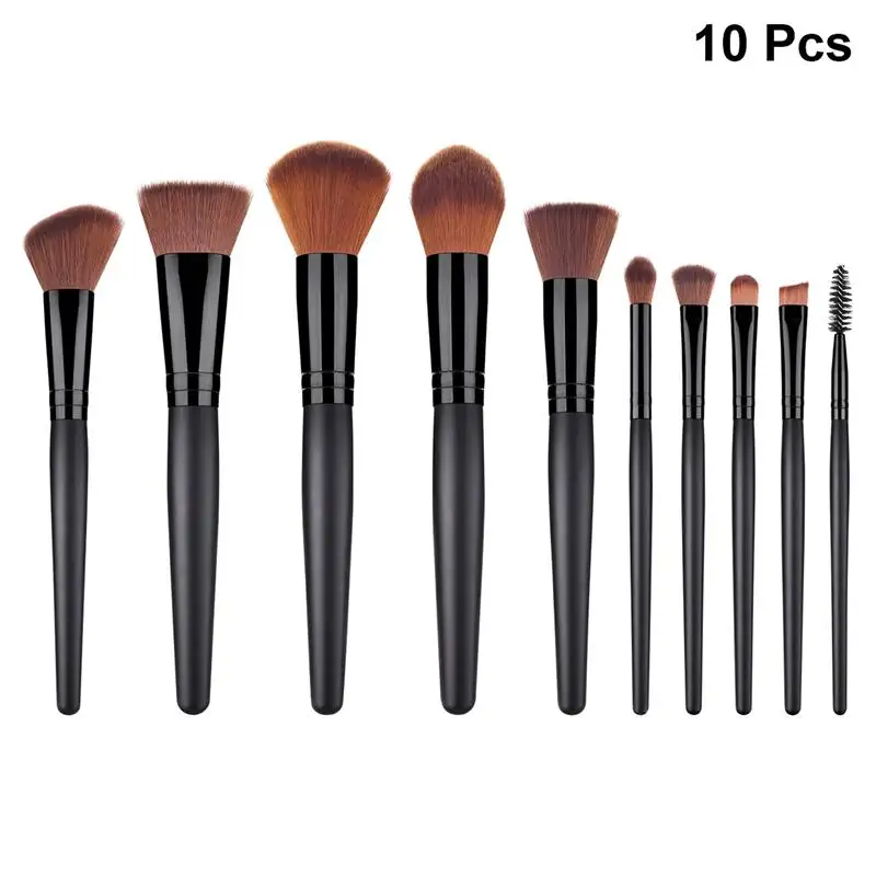 

10pcs Premium Makeup Brushes Kit Wooden Handle Nylon Bristles Soft Cosmetics Brush Powder Brush For Girls Women Makeup