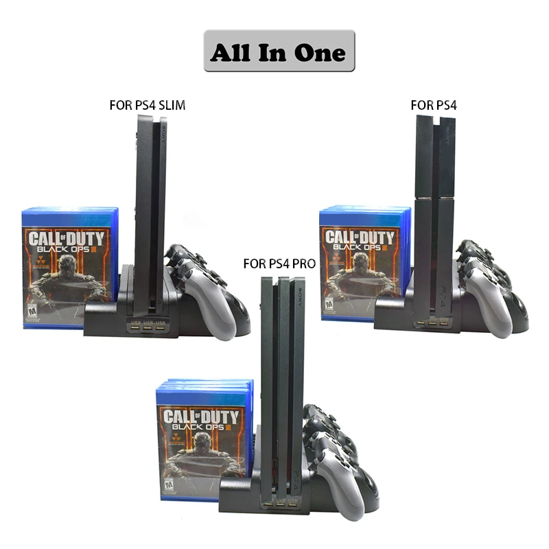  Dual Controller Charger Charging Station for SONY Playstation 4 PS4/PS4 Slim/PS4 Pro Console Vertic