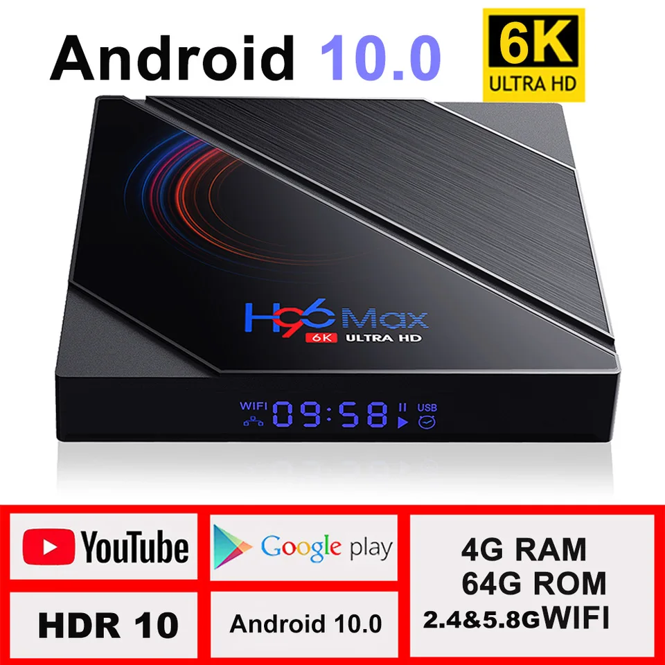 ТВ-приставка H96 MAX H616 Android 10 4 + 64 ГБ 6K 2 4/5 8 ГГц Wi-Fi | Электроника