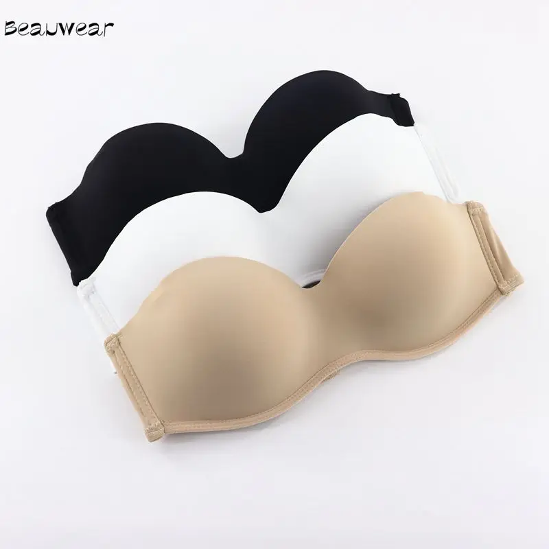 Женский бюстгальтер пуш ап Beauwear бесшовный невидимый без бретелек с чашечкой 1/2