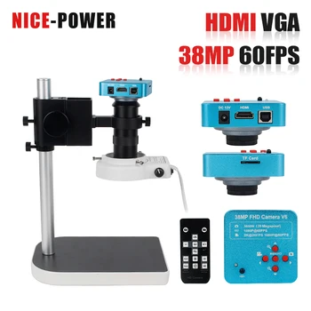 

NICE-POWER 38MP 1080P 60F/S VGA HDMI Industrial Microscope Camera LED Ring Light 130X C mount lens For Phone Chip Repair