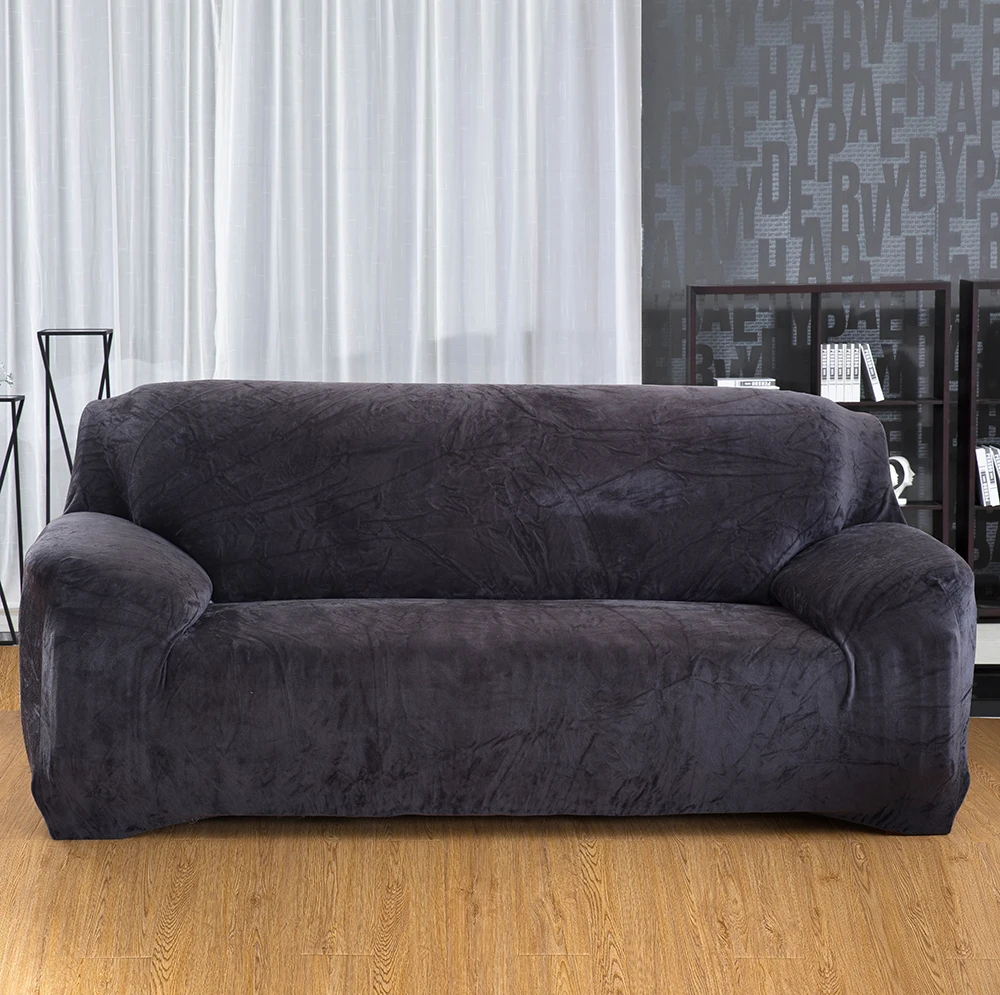 dark gray Модные Плюшевые Универсальные эластичные Чехлы для дивана для гостиной, Стрейчевые Чехлы для дивана, чехлы для дивана, полотенца, чехлы для дивана, 18 цветов - Цвет: dark gray