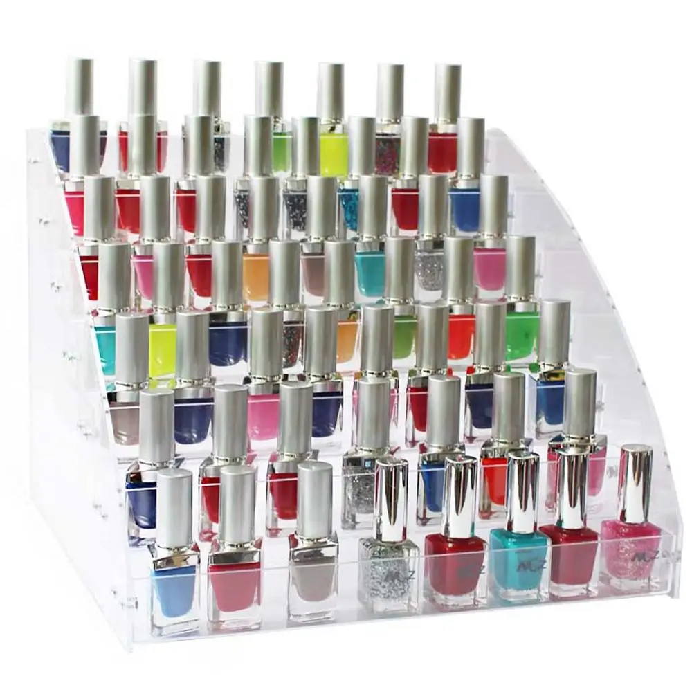 

Acrylic Clear 2/3/4/5/6/7 Tiers Layers Nail Polish Rack Large Storage Lipstick Organizer Holder Rack For Manicure Store