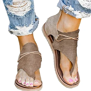 

Women Flat Sandals Breathable Anti-slip Back Zipper Open Toe Casual for Summer Beach Outdoor Sandals