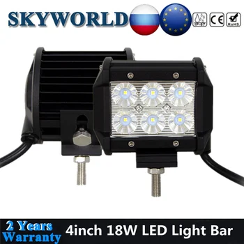 

SKYWORLD LED Light Bar Offroad 4inch 18W Car Driving Extra Spotlight Floodlight 12V 24V For 4x4 SUV UAZ Barre Led Work Light Fog