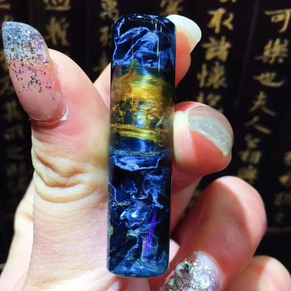 Натуральный Синий желтый кулон Pietersite для женщин и мужчин 47x12 мм бусины баррель в бамбийском стиле Модные ювелирные изделия кулон сертификат AAAAA