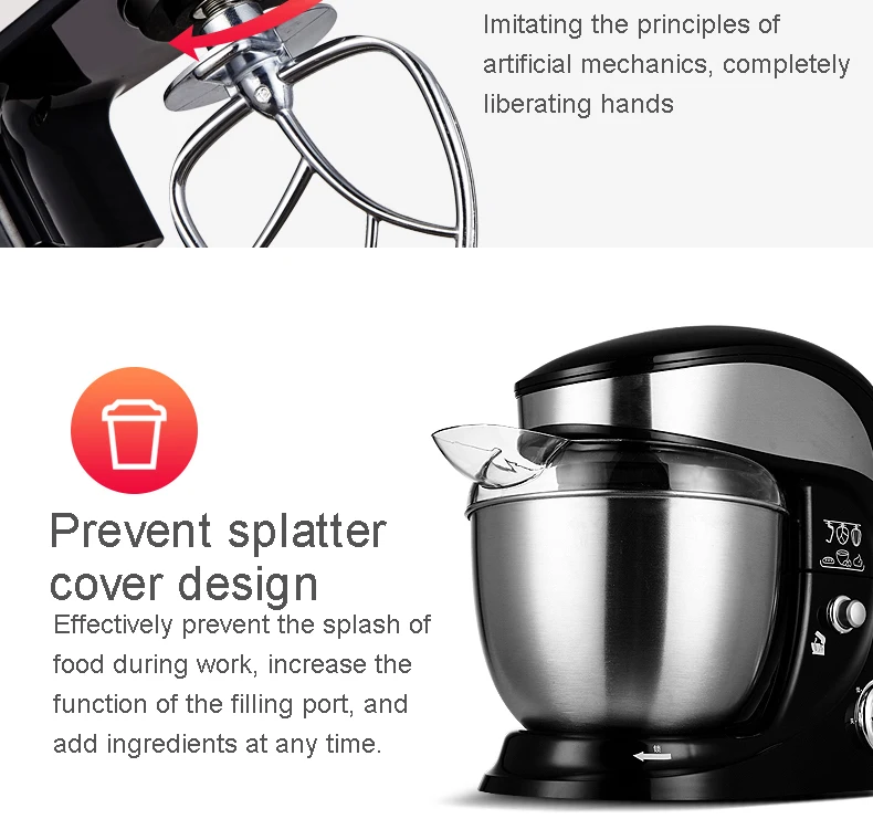 JIQI 4L נירוסטה קערת חשמלי מזון Stand מיקסר שף מילקשייק מקצף שמנת ביצת Whisk בלנדר עוגת בצק לישה